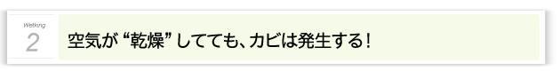 ２．空気が乾燥しててもカビは発生する