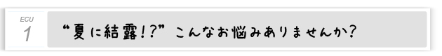 １．“夏に結露！？”こんなお悩みありませんか？